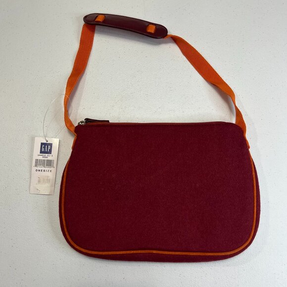 Gap Y2K Shoulder Bag Small Rust Red Orange Felt Cute Casual School Vintage NWT - Picture 1 of 6